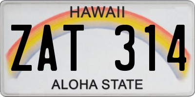 HI license plate ZAT314