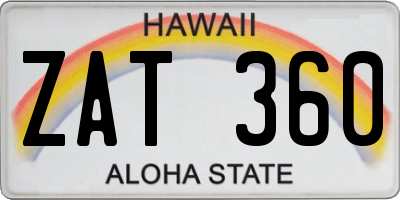 HI license plate ZAT360