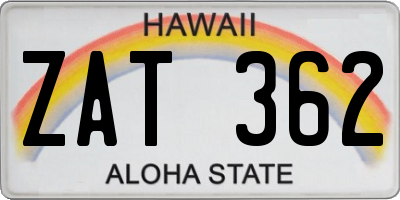 HI license plate ZAT362