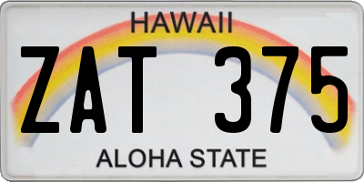 HI license plate ZAT375
