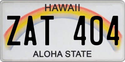 HI license plate ZAT404
