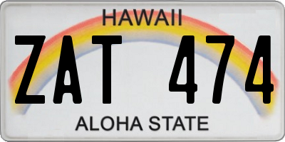 HI license plate ZAT474