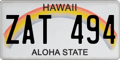 HI license plate ZAT494