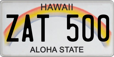 HI license plate ZAT500