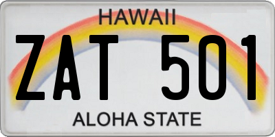 HI license plate ZAT501