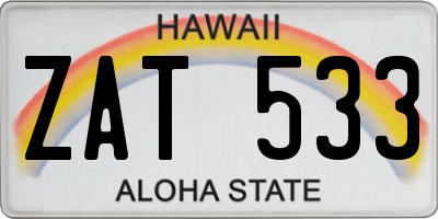 HI license plate ZAT533