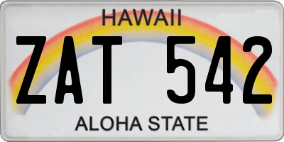 HI license plate ZAT542