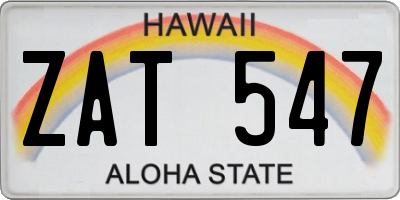 HI license plate ZAT547