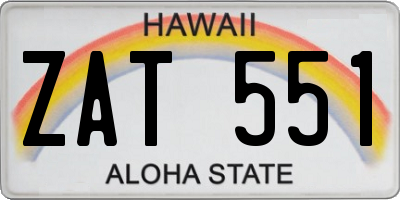 HI license plate ZAT551