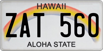 HI license plate ZAT560