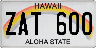 HI license plate ZAT600