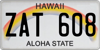 HI license plate ZAT608