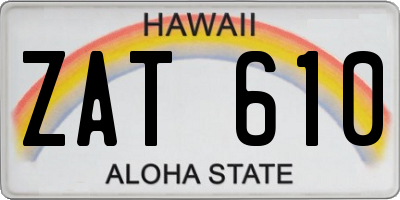 HI license plate ZAT610