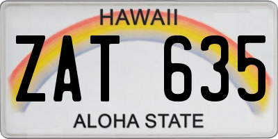 HI license plate ZAT635
