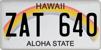 HI license plate ZAT640