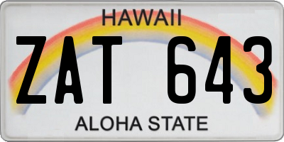 HI license plate ZAT643