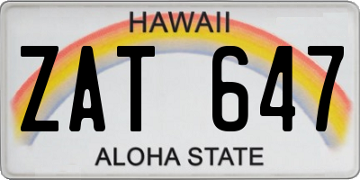 HI license plate ZAT647