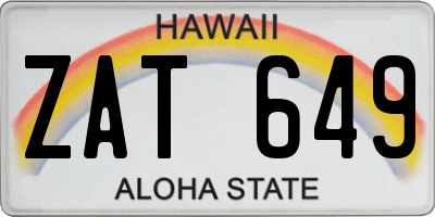 HI license plate ZAT649