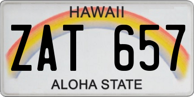 HI license plate ZAT657