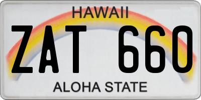 HI license plate ZAT660