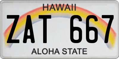 HI license plate ZAT667