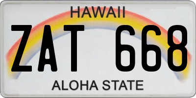 HI license plate ZAT668