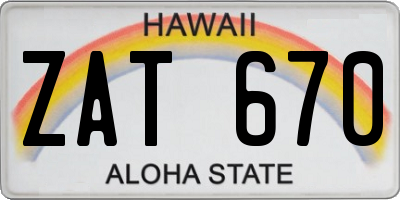 HI license plate ZAT670