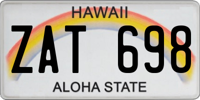 HI license plate ZAT698