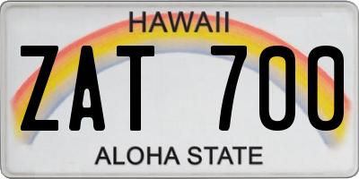 HI license plate ZAT700