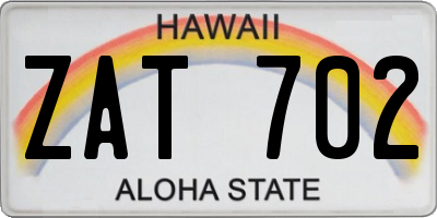 HI license plate ZAT702