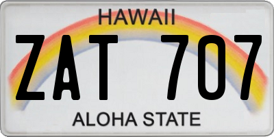 HI license plate ZAT707