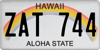 HI license plate ZAT744