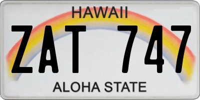 HI license plate ZAT747