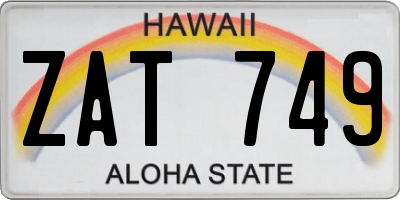 HI license plate ZAT749