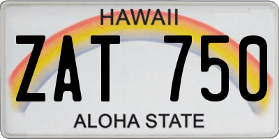 HI license plate ZAT750