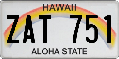 HI license plate ZAT751