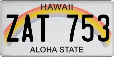 HI license plate ZAT753