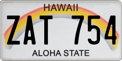HI license plate ZAT754