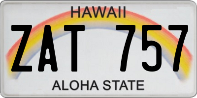 HI license plate ZAT757