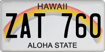 HI license plate ZAT760
