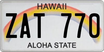 HI license plate ZAT770