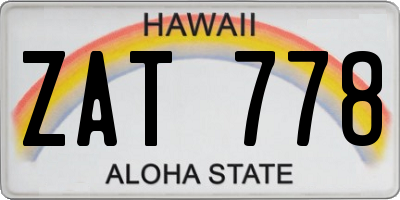HI license plate ZAT778