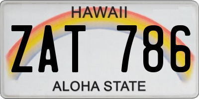 HI license plate ZAT786