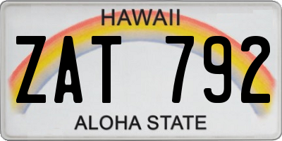HI license plate ZAT792