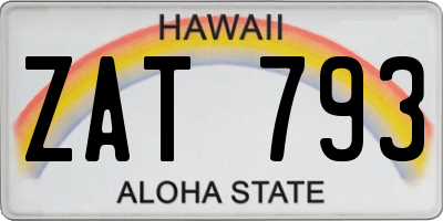 HI license plate ZAT793