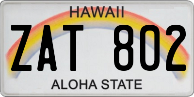 HI license plate ZAT802
