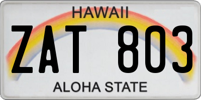 HI license plate ZAT803