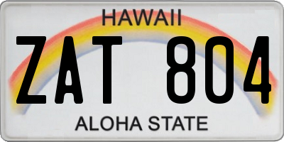 HI license plate ZAT804