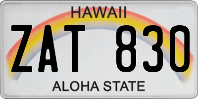 HI license plate ZAT830