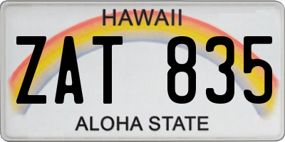 HI license plate ZAT835